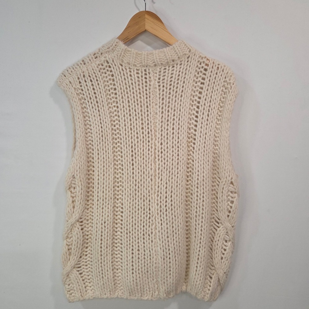 Zara Womens Cream Sweater Vest Size S Chunky Cable Knit Sleeveless Academia NWT - Picture 5 of 13